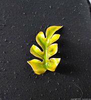Front view showing green-yellow enamel leaf design