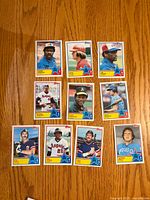 Fronts of ten 1983 Topps Glossy All-Star cards laid out on table