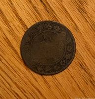 Obverse of 1859 large cent showing Queen Victoria bust