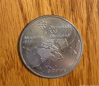 Reverse side of 1976 Montreal Olympic $5 silver coin