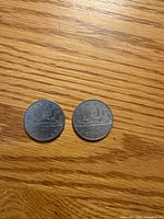Two 1984 Canadian one-dollar Voyageur coins reverse side