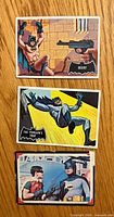 Fronts of three Batman cards