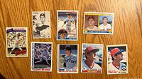 Front view of eight Carl Yastrzemski baseball cards