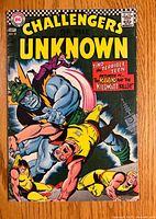 Front cover of Challengers of the Unknown #57 showing title, artwork, 12-cent price