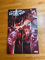 Front view of folded Amazing Spider-Man poster on floor