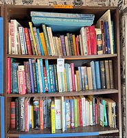 Full view of three shelves filled with books