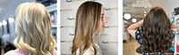 Examples of blonde, balayage and brunette hairstyles created by salon