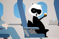 Animation of Porter’s raccoon mascot seated on an aircraft