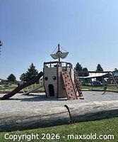 Playground pirate ship structure at Brooks Farms