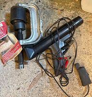 Equus timing light, riveter, cables and hardware on floor