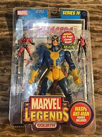 Front view of sealed Marvel Legends Goliath package showing figure, mini figures, comic