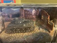 Front view of boxed Matchbox Collectibles Panzer IV F-1 tank with diorama