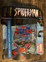 Front view of sealed Marvel Minimates Spider-Man & Classic Green Goblin blister pack
