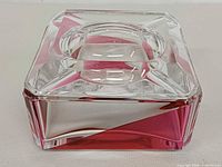 Top view of square Val St. Lambert crystal ashtray