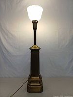 Lamp lit showing full height and illuminated shade