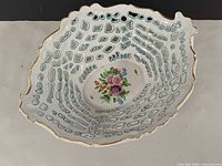 top view showing floral interior and pierced pattern