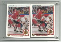 Front view of both Jeremy Roenick #63 Upper Deck cards in acrylic holder