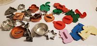 overall view of metal and plastic cookie cutters