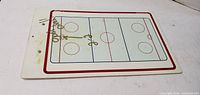 Front side showing rink graphic with marker scribbles