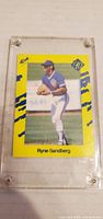 Front of Ryne Sandberg Classic card in acrylic case