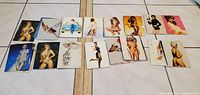 Fronts of assorted Sexy Robots & Pinups cards laid out