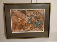 front view of framed print showing artwork, mat and frame