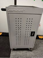 Front view of gray Learniture charging cart on casters