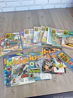 Group shot of all puzzle books and magazines spread on table