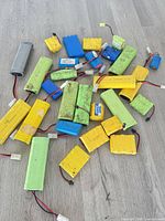 Overhead view of all battery packs spread on floor