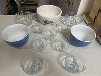 Full overhead view of all 11 bowls arranged on table