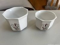 both ceramic planters side by side showing size and design