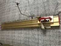 Full view of knitting machine with tension mast attached