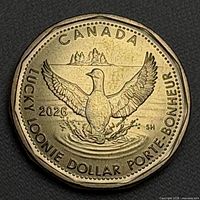 Reverse side showing loon, 2026 date, Lucky Loonie legend