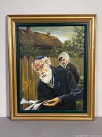 Front view of framed oil painting showing subject, frame and overall condition