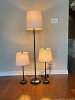 All three lamps front view, lit