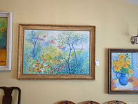 Front view of framed oil landscape