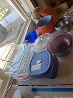 Group shot of all bake pans and bowls on table
