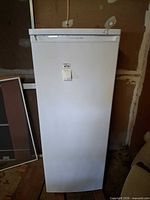 Front view of Frigidaire upright freezer