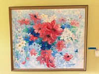 Full view of framed floral painting