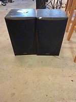 Front view of both Pioneer speakers with grilles