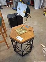 Side table and lamp overall view