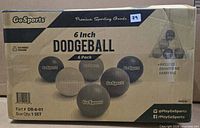 Front of boxed GoSports 6" Dodgeball 6-Pack showing brand, product image and contents