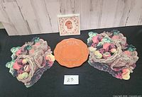 Full lot showing plate, plaque, two placemats