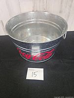Front view of galvanized Coca-Cola tub