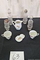 Group shot showing all porcelain and glass items