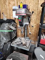 Full view of King Industrial floor drill press on stand