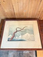 Full view of framed watercolour painting