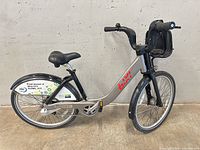 Full left side view of entire Bixi bicycle