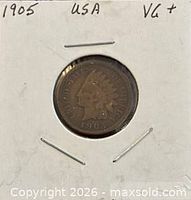 Obverse of 1905 Indian Head cent in 2x2 holder