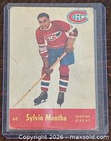 Front of Parkhurst Sylvio Mantha #60 card in sleeve